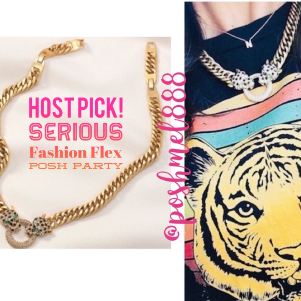 Stella & Dot | π―Roar Gold Link Doorknocker Jeweled NEW Statement Necklace - Picture 4 of 16